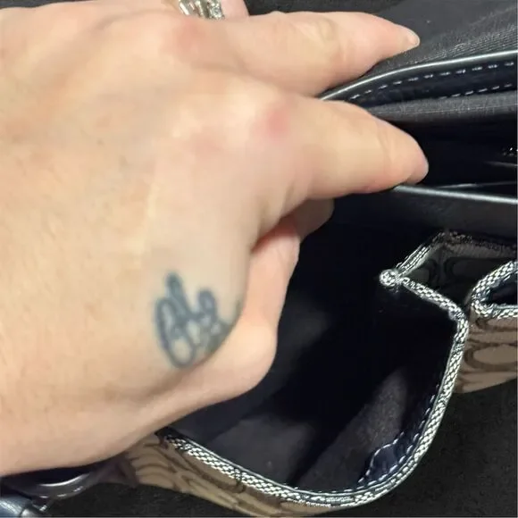 Coach Signature Canvas & Leather Crossbody Bag – Chain Strap Flap Purse - Picture 11 of 15